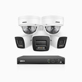 H800 - 4K 8 Kanal PoE Überwachungskamera-Set mit 3 Bullet Kameras & 2 Dome (IK10) Kameras, Vandalensichere, Farbe & IR Nachtsicht, Personen- und Fahrzeugerkennung, Eingebautes Mikrofon, 96° Sichtfeld, Unterstützt RTSP